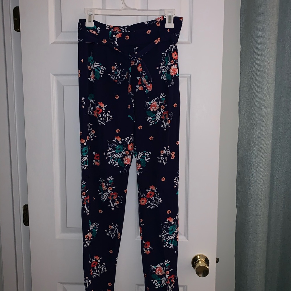 Express floral print paper bag pants
